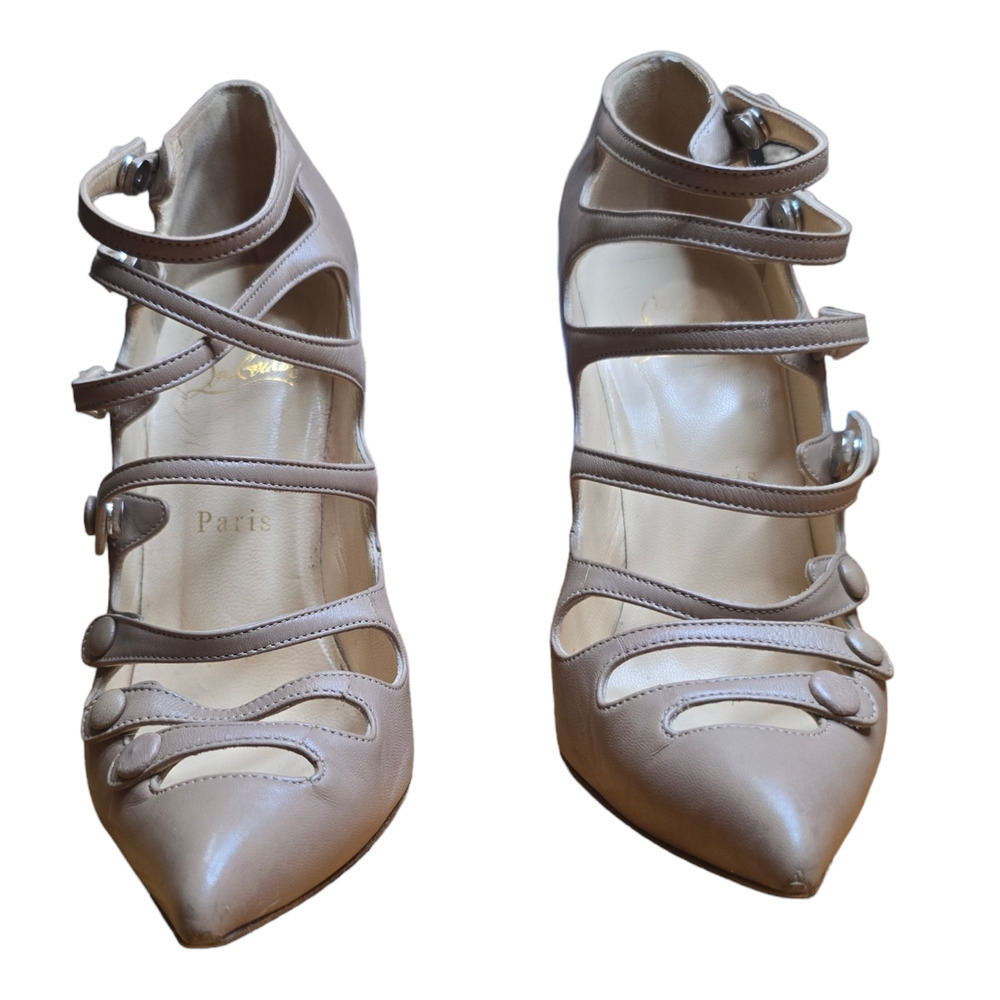 Christian Louboutin Beige Leather Viennana Heels Size 37.5 7 - Picture 6 of 8